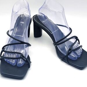 Zara Black Strappy Heeled Sandals SIZE 40 (US 9)‎ #1444